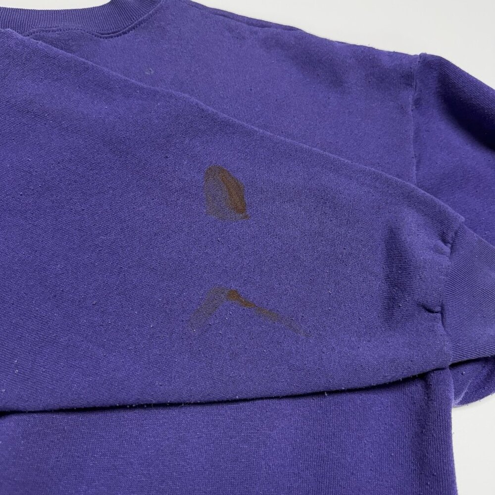 Vintage Winnie The Pooh Sweatshirt Oversized L Purple Crew Neck Cartoon 90s Y2K - Picture 13 of 16